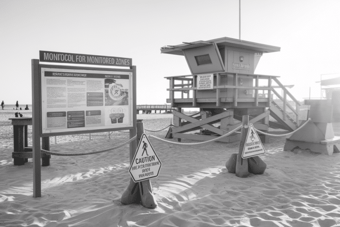 Zones surveillées, signalisation et prévention: le protocole côté public: Pour le public, la surveillance se traduit par des repères concrets: une zone où la baignade est encadrée, des informations affichées, et des consignes de prudence. Ce protocole est l'équivalent, côté - illustration