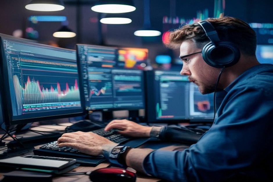 Analyse de titres musicaux générés par IA sur un écran professionnel