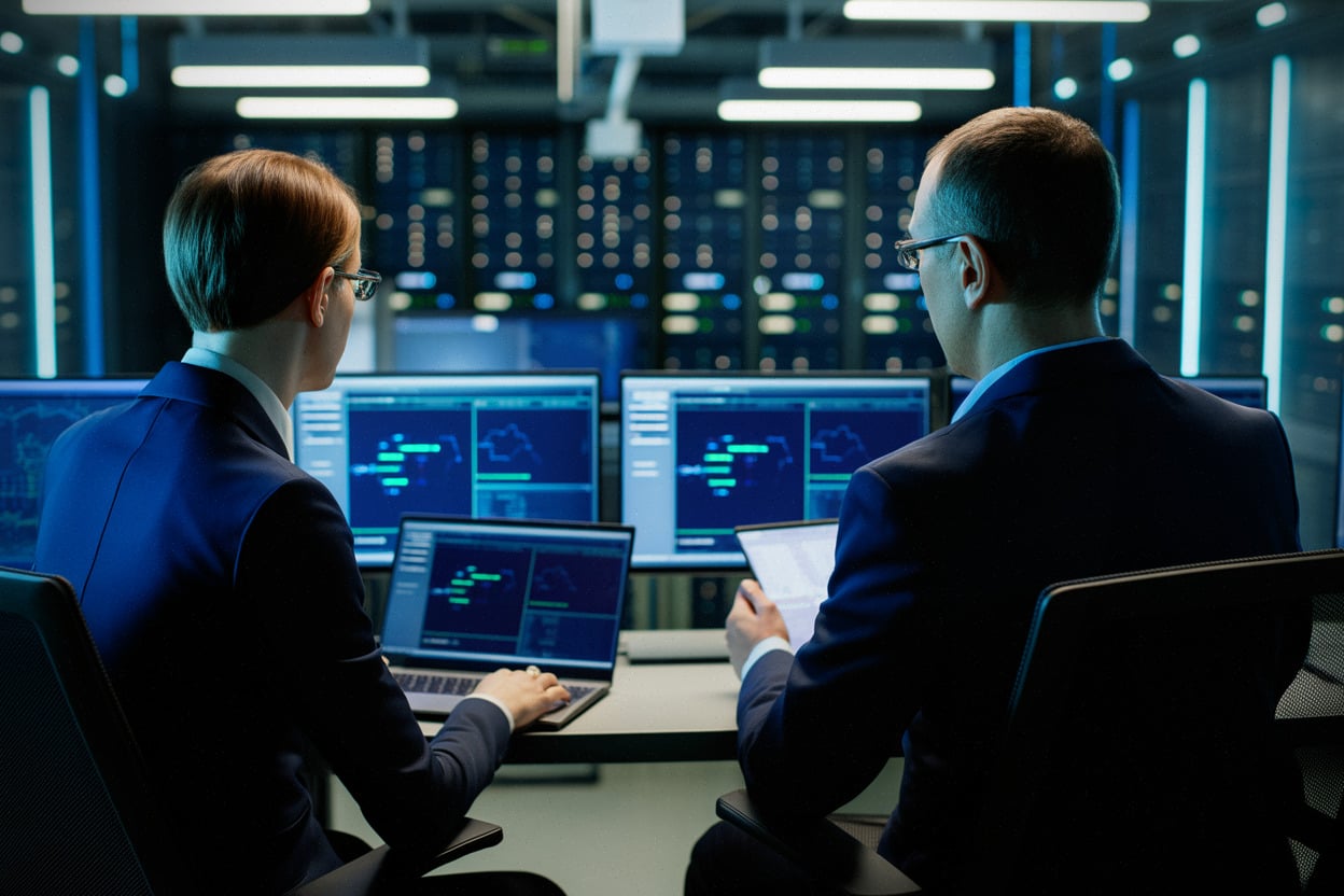 Experts en cyberassurance analysant une attaque par rançongiciel