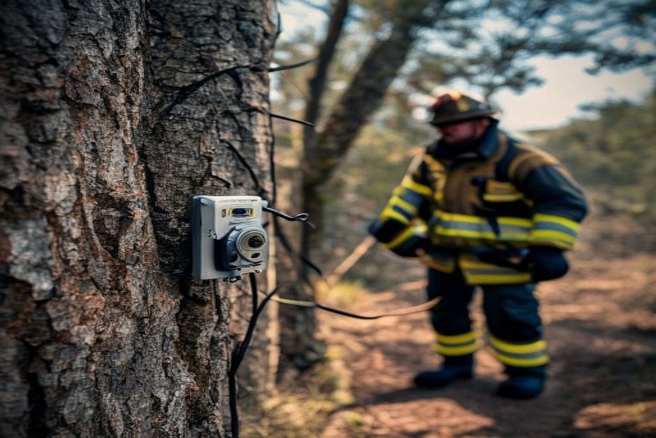 Capteur connecté installé en forêt pour détecter les incendies