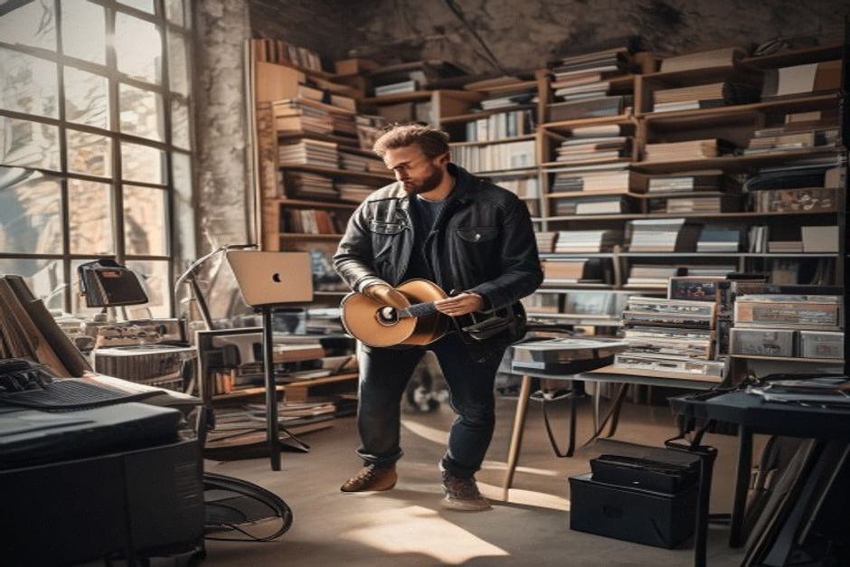 Musicien indépendant vendant ses albums en direct aux auditeurs
