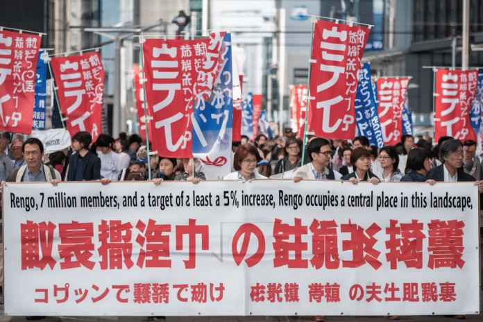 Rengo, 7 millions de membres, et une cible de hausses d'au moins 5%: Rengo occupe une place centrale dans ce paysage. Selon Reuters, la confédération compte 7 millions de membres et vise des hausses de salaires de 5% ou plus en 2026. Cette cible n'est pas qu'un slogan: - illustration