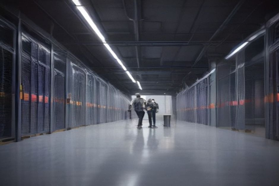 Gigafactory IA européenne avec serveurs et ingénieurs spécialisés