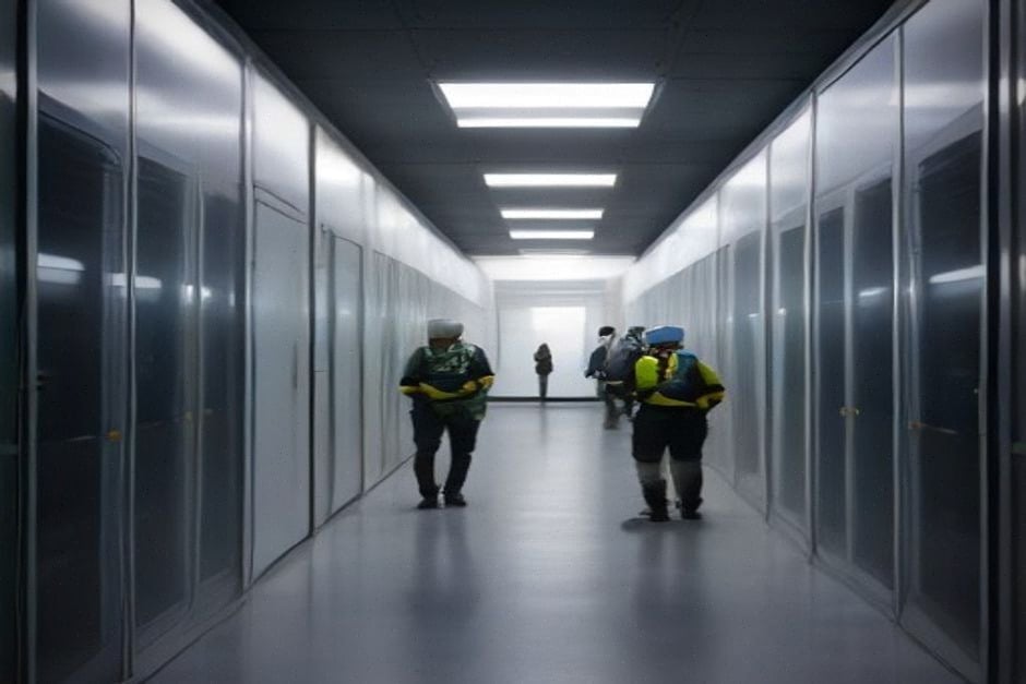 Ingénieurs inspectant des serveurs dans le centre d’IA de Hrazdan